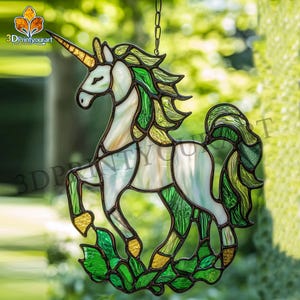 Digital Download Stained Glass Unicorn Pattern | Festive Suncatcher Design | Hobby License Download