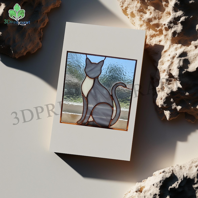 Digital Download Stained Glass Cat Panel Pattern | Festive Suncatcher ...