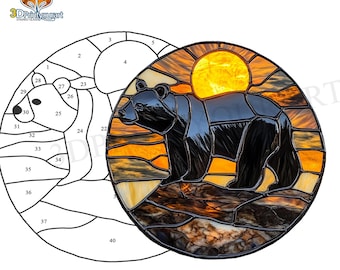 Digital Download Stained Glass Bear 01 Pattern | Festive Suncatcher Design | Hobby License Download