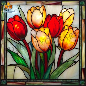 Digital Download Stained Glass Lily Flower Pattern | Festive Suncatcher Design | Hobby License Download
