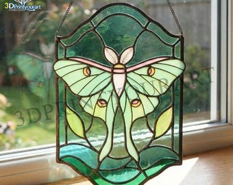 Digital Download Stained Glass Luna Moth Pattern | Festive Suncatcher Design | Hobby License Download