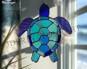 うめこ◆ステンドグラスフラワーベース◆イルカ・クマノミ・ウミガメ・サンゴ ステンドグラス・ウミガメ - KGLASS GALLERY | minne byGMO