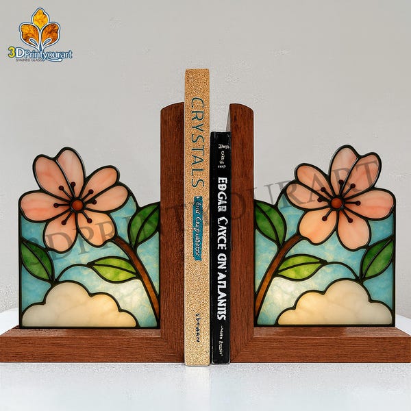 Digital Download Stained Glass Cherry Blossom Bookend Pattern | Festive Suncatcher Design | Hobby License Download