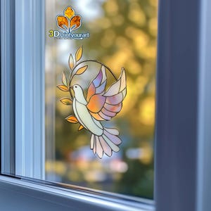 Digital Download Peace Dove With Olive Branch N08 Stained Glass Pattern ...