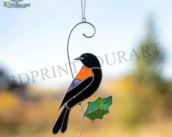 Digital Download Stained Glass Crow Pattern | Festive Suncatcher Design | Hobby License Download