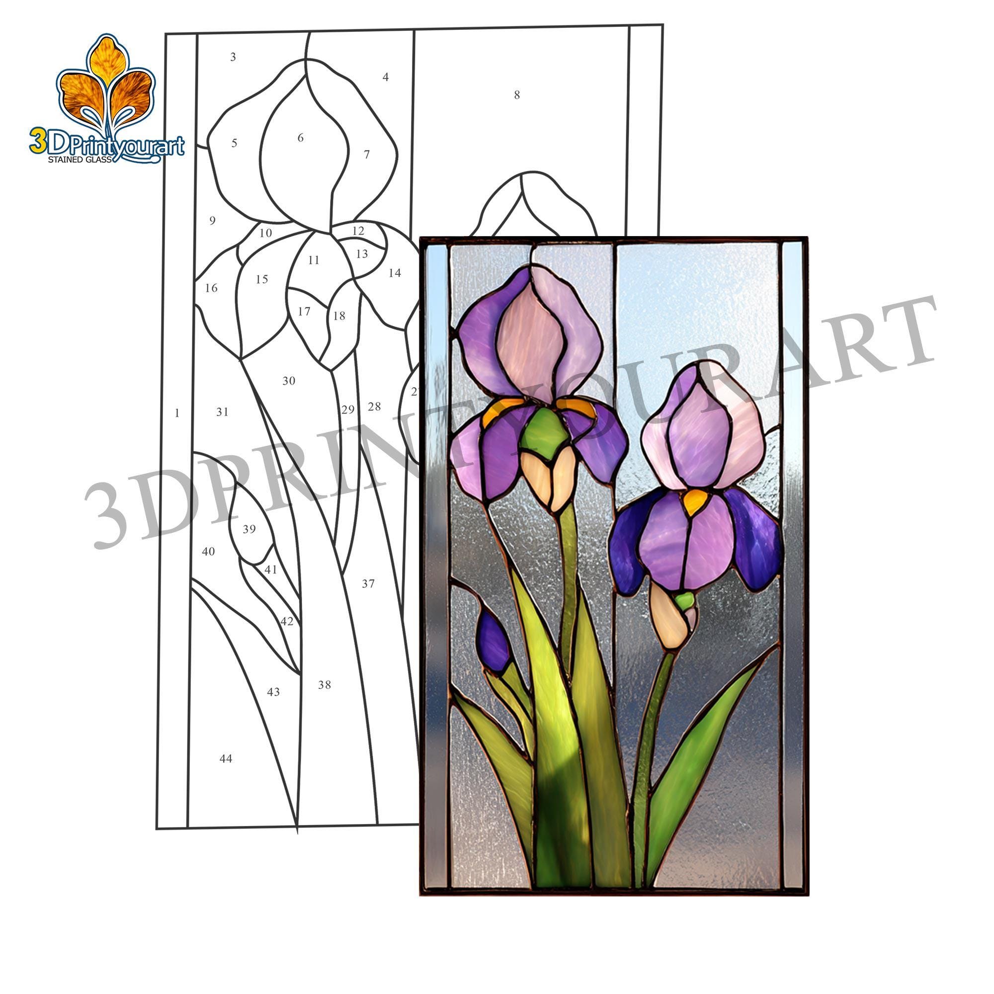 Digital Download Stained Glass Iris Pattern | Festive Suncatcher Design ...
