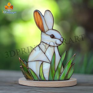 Digital Download Stained Glass Rabbit Pattern | Festive Suncatcher Design | Hobby License Download