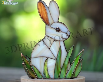 Digital Download Stained Glass Rabbit Pattern | Festive Suncatcher Design | Hobby License Download