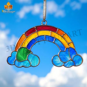 Digitale download glas-in-lood regenboogpatroon | Feestelijk suncatcher-ontwerp | Hobbylicentie downloaden