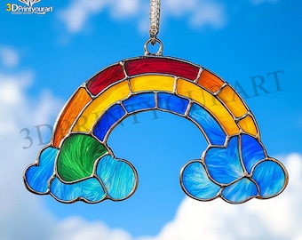 Digital Download Stained Glass Rainbow Pattern | Festive Suncatcher Design | Hobby License Download
