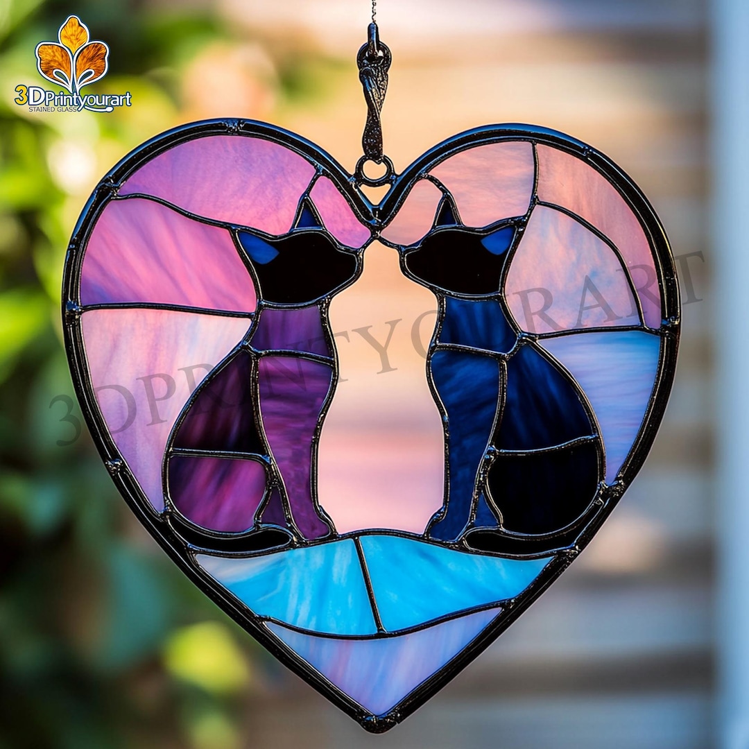 Digital Download Stained Glass Cat 03 Pattern | Festive Suncatcher ...