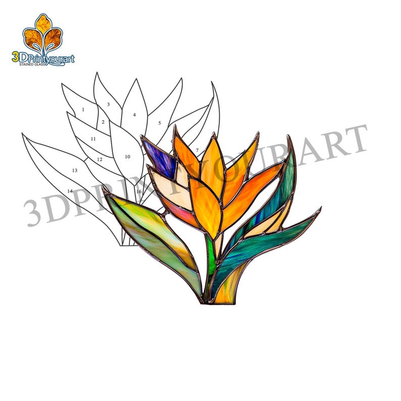 Digital Download Stained Glass Bird of Paradise Pattern | Festive ...