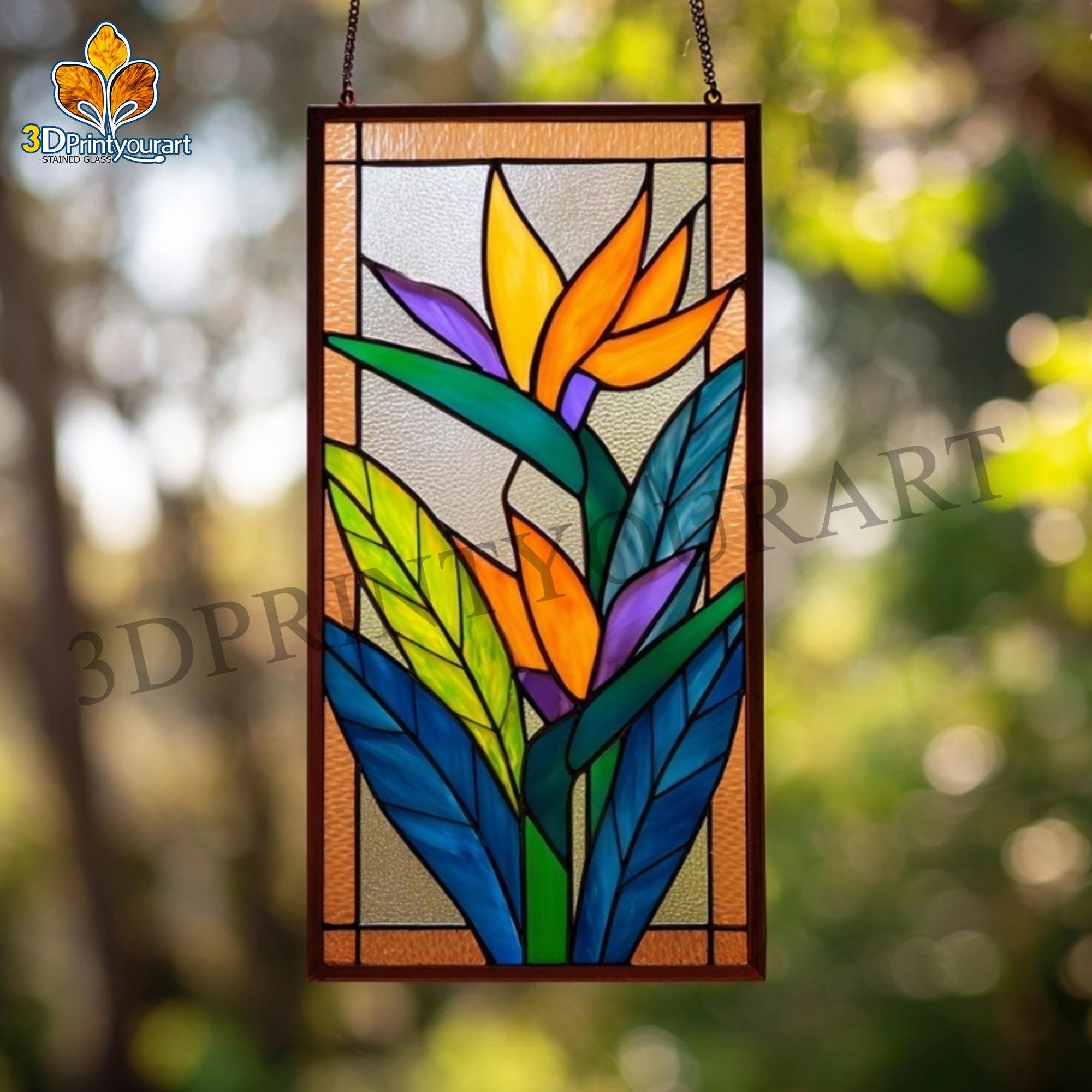 Digital Download Stained Glass Bird of Paradise Flower Pattern ...