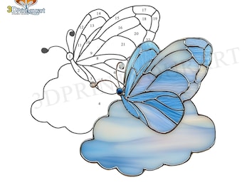Download digitale Modello farfalla in vetro colorato / Design acchiappasole festivo / Download licenza hobby