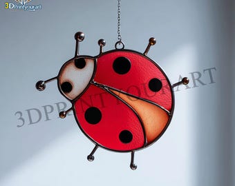 Digitaler Download Glasmalerei Marienkäfer Muster | Festliches Suncatcher Design | Hobby Lizenz Download
