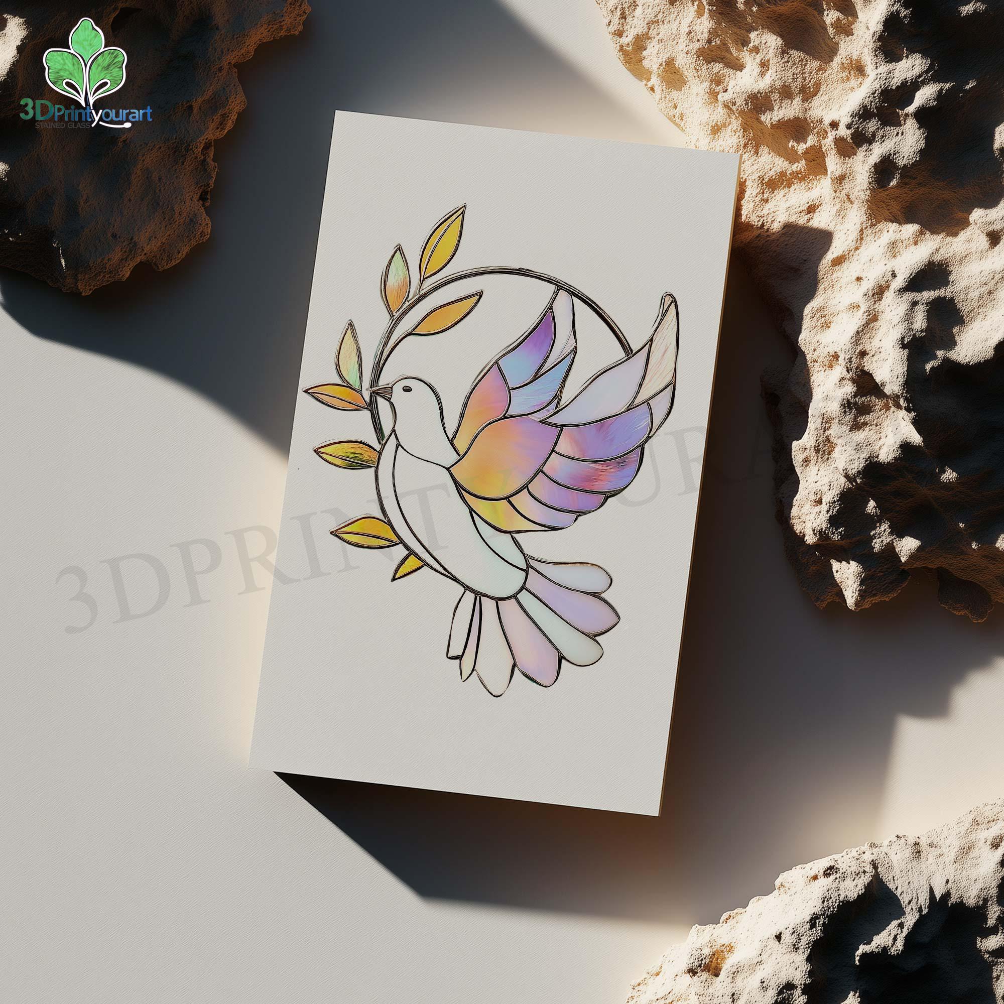 Digital Download Peace Dove With Olive Branch N08 Stained Glass Pattern ...