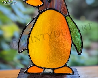 Digitale download pinguïn 01-patroon van gebrandschilderd glas | Feestelijk suncatcher-ontwerp | Hobbylicentie downloaden