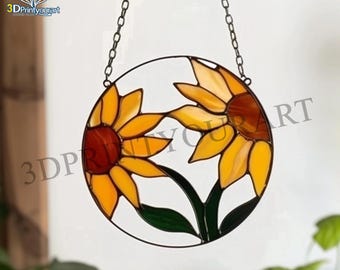Descarga digital de patrón de girasol de vitral / Diseño de atrapasol festivo / Licencia de pasatiempo