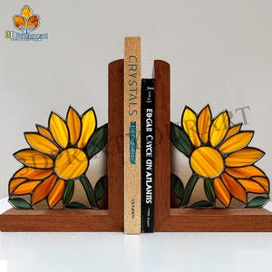 Digital Download Stained Glass Sunflower Bookend Pattern | Festive Suncatcher Design | Hobby License Download