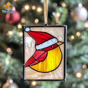 Digital Download Stained Glass Bird Christmas Pattern | Festive Suncatcher Design | Hobby License Download