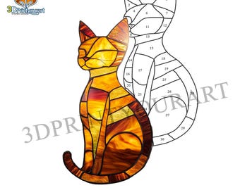 Digital Download Stained Glass Cat Pattern | Festive Suncatcher Design | Hobby License Download