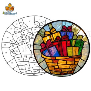 Digital Download Stained Glass Basket Christmas gift Pattern | Festive Suncatcher Design | Hobby License Download