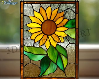 Stained Glass Sunflower Digital Pattern | Graceful Suncatcher Design | Hobby License Download