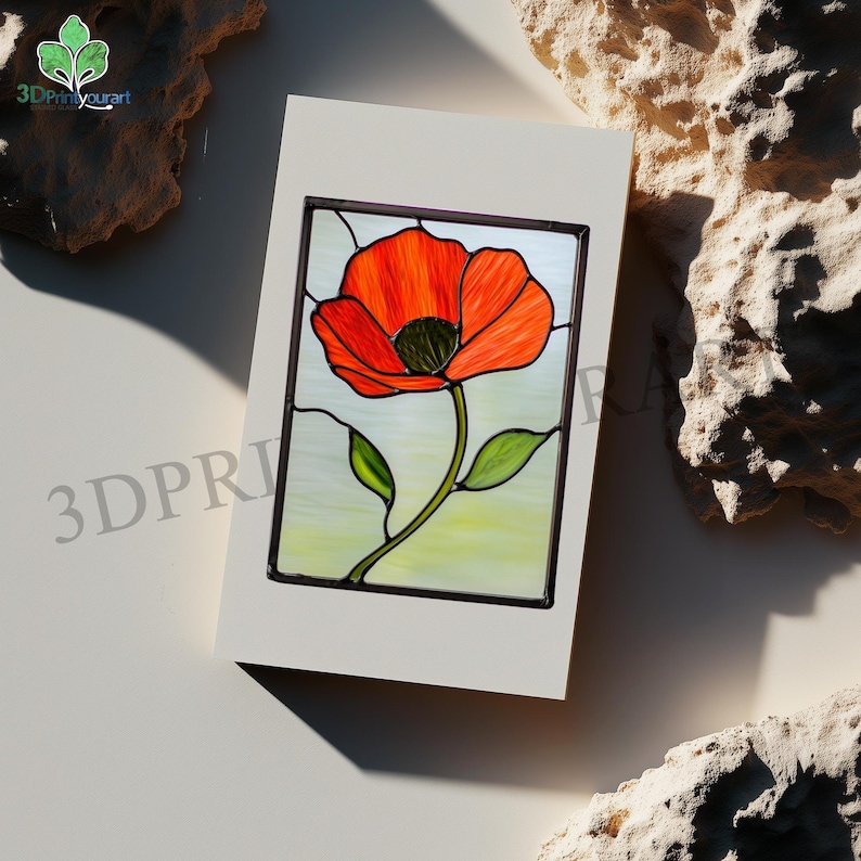 Poppy R64 Digital Download Stained Glass Poppy R64 Pattern | Festive Suncatcher ...