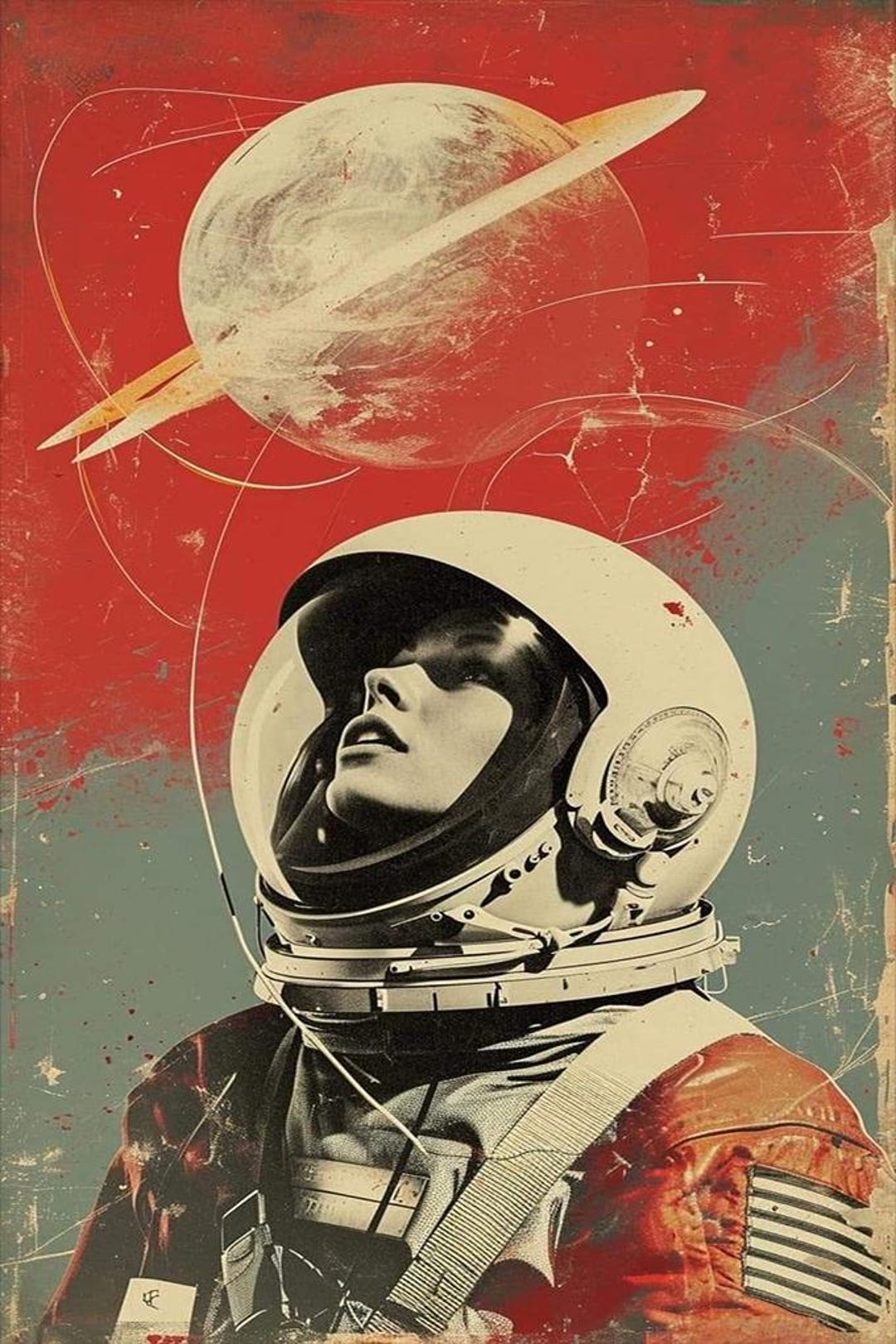 Retro Astronaut Poster Vintage Space Wall Art - Etsy