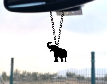 Elephant Car Mirror Ornament, Black Car Charm, Cute Car Charm