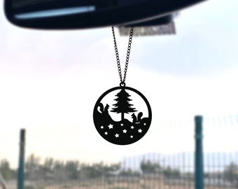 Cute Car Decor, Black Car Rearview Mirror Ornament, Christmas Car Charm