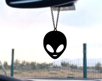 Alien Auto Spiegel Ornament, Alien Auto Zubehör, Schwarzer Auto Charm -   Österreich