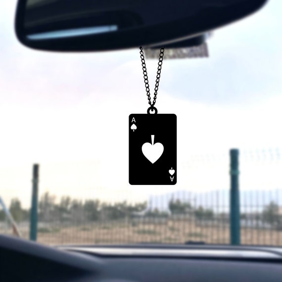 Ace of Spades Car Mirror Ornament, Ace of Spades Car Charm 