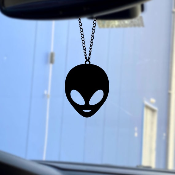 Alien Auto Spiegel Ornament, Alien Auto Zubehör, Schwarzer Auto Charm -   Österreich