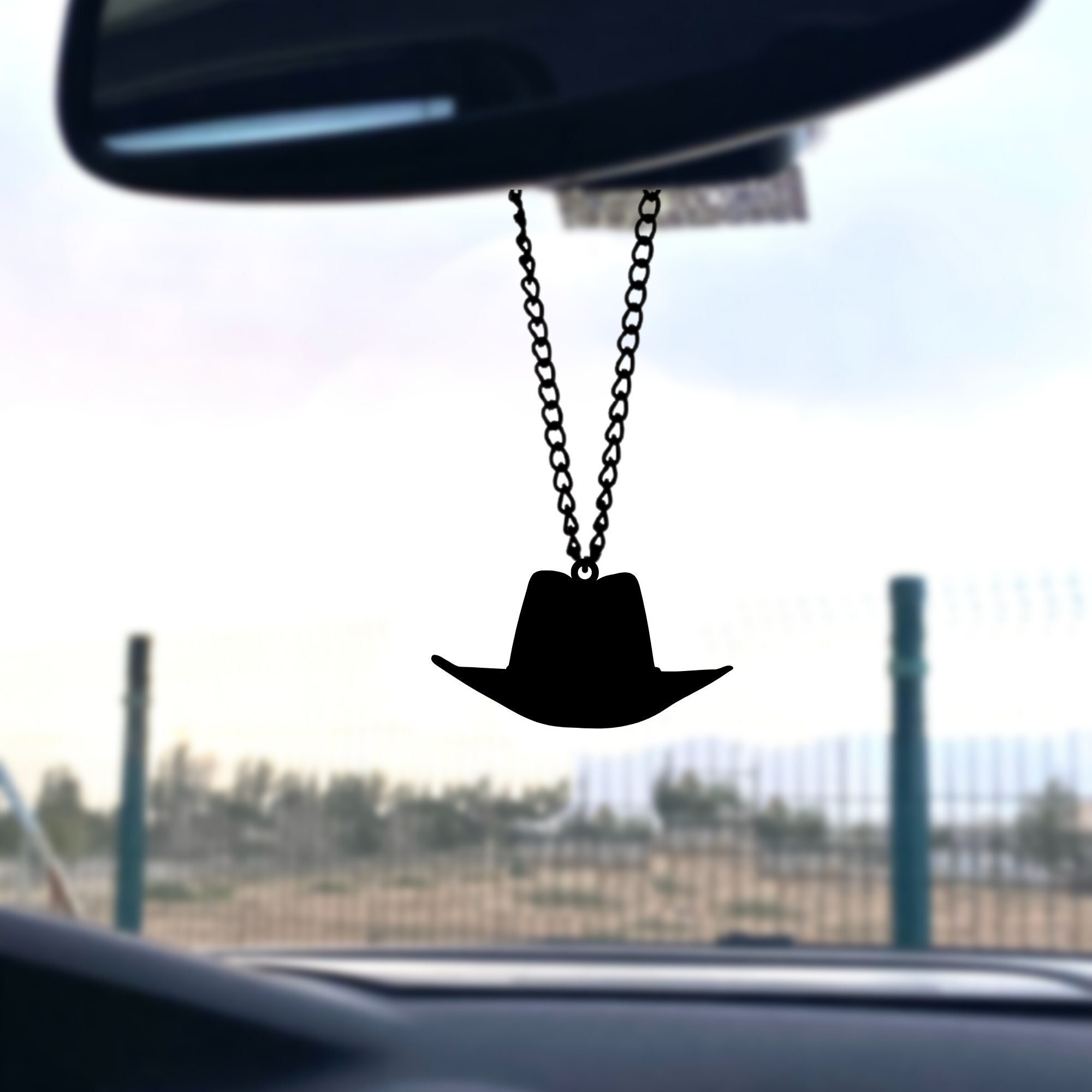 Dongzhur Western Cowboy Cowgirl Personalized Name Car Rear View Mirror Accessories Car Ornament Hanging Charm Interior Rearview Pendant Decor (4 in), Brown
