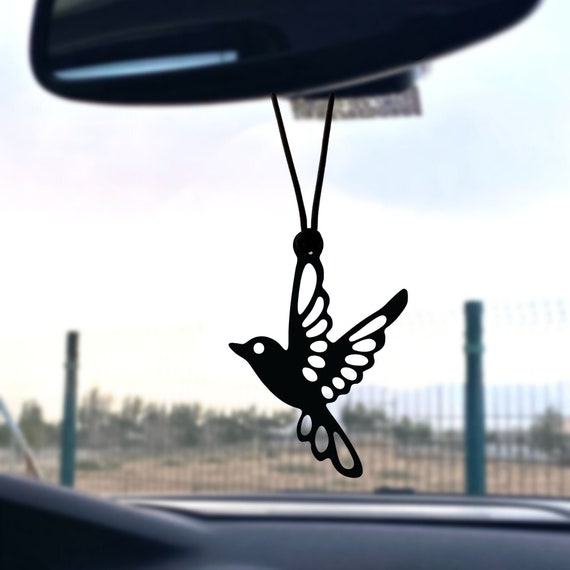 Black Bird Car Charm Bird Car Mirror Ornament Etsy