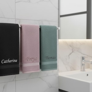 Personalised Custom 100% Egyptian Cotton Supersoft Absorbent Luxury Embroidered Hand Bath Bath Sheet Quality Towels Gift Stunning Colours image 2