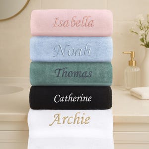 Personalised Custom 100% Egyptian Cotton Supersoft Absorbent Luxury Embroidered Hand Bath Bath Sheet Quality Towels Gift Stunning Colours