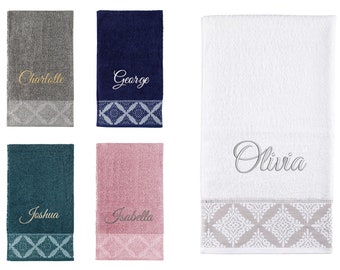 Personalised Custom Jacquard Rosa Floral Supersoft Absorbent Luxury Embroidered Hand Bath Towels Luxurious Quality Gift