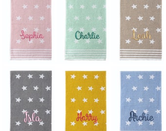 Personalised Custom 100% Cotton Stars Supersoft Absorbent Luxury Embroidered Hand Bath Towels Luxurious Quality Gift