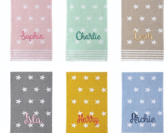 Personalised Custom 100% Cotton Stars Supersoft Absorbent Luxury Embroidered Hand Bath Towels Luxurious Quality Gift