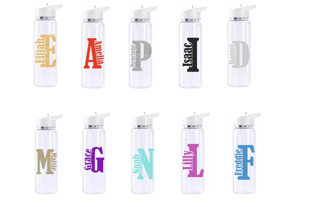Personalized Water Bottle With Straw – Clear Flip Lid, Custom Name ...