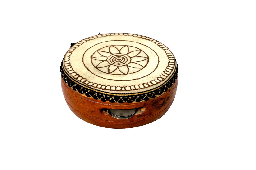 Goat Skin Cover Wooden Duff , Naad New Khanjeeri Hand Drum Percussion ...