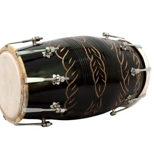 Tambour Dholak fait main en bois de manguier avec sac, tambour Dholak pour débutants et professionnels, sculpture sur boulons et écrous Dholak livraison gratuite