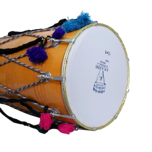 Instrument indien de dhol fait main, dhol en forme de tonneau naturel, punjabi bhangra dhol, instruments indiens, (fabriqué en Inde) livraison gratuite