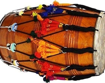 Punjab Bhangra Dhol Indian Wedding Mango Wood Musical Instrument With Bag PUNJABI Bhangra Dhol ~Mango Wood Free Shipping ( Fast Service )