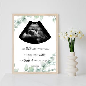 Poster Ultraschallbild personalisiert | Schwangerschaft verkünden per PDF Datei oder ausgedruckt A4 optional mit Bilderrahmen