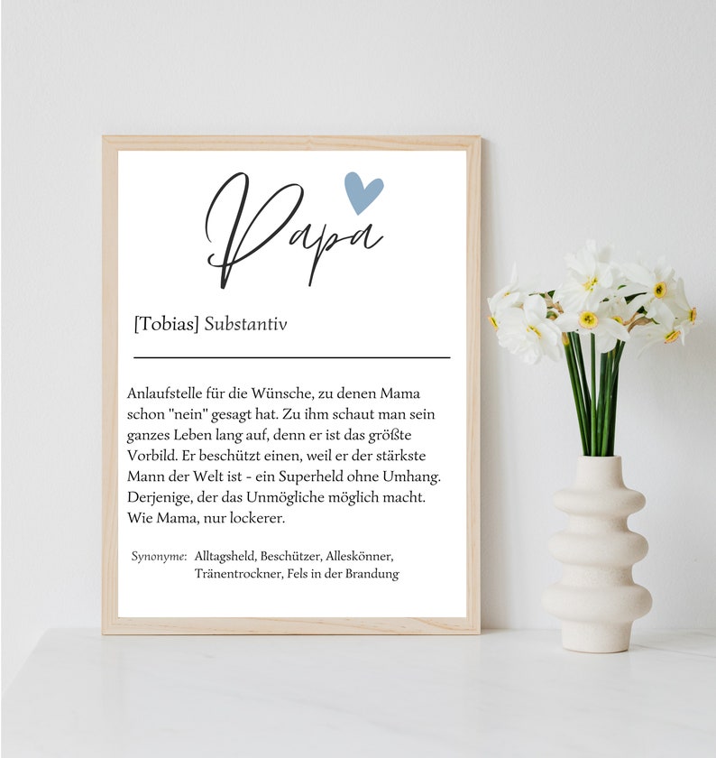 Personalized Poster for papa, Opa and Greatgrandpa With Name, Saying and Synonyms via PDF File