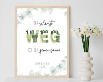 Regalo digital de boda en efectivo | Póster de boda | Regalo DIY para los novios | Regalo de boda en efectivo | Regalo personalizado en efectivo