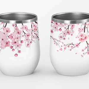 桜のワインタンブラーラップ PNG、12 オンスのワインタンブラーラップ